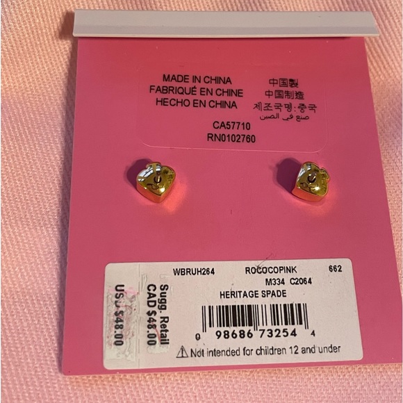 Kate Spade ♠️ Heritage Heart Pink 💗Earrings - Picture 3 of 5